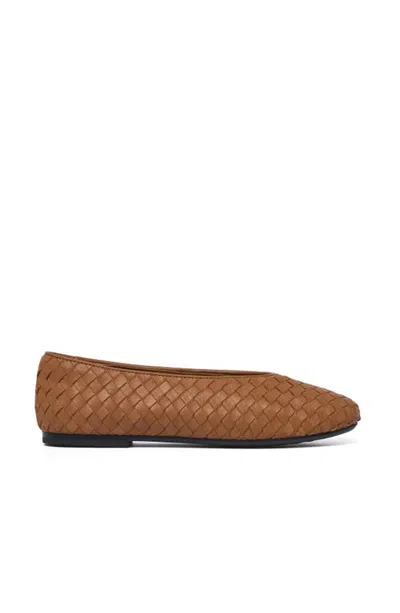 Grace Women's Melina Flat In Tan Woven Leather
