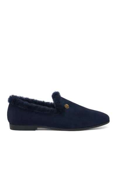 Grace Women's Vivian-f Slipper In Navy Kid Suede