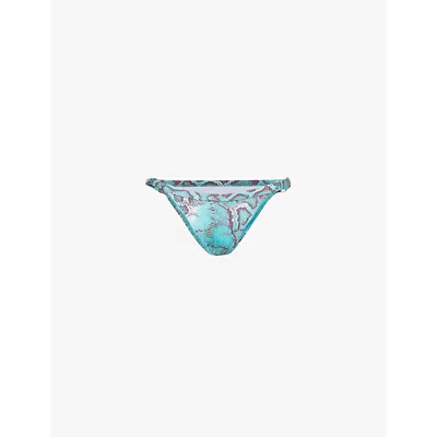 Gracejacob Womens Green Aloura Graphic Print Bikini Bottom