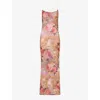 Gracejacob Womens Multi Elizabeth Rose Floral-print Mesh Maxi Dress In Multi