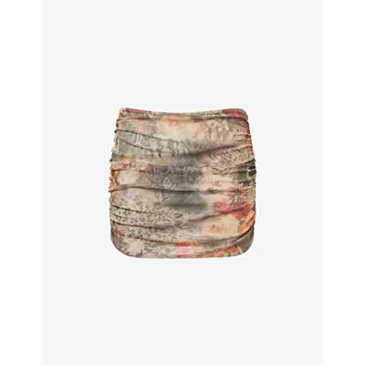 Gracejacob Womens Multi Sienna Abstract-print Mesh Mini Skirt