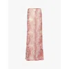 Gracejacob Womens Pink Tora Abstract-print Chiffon Maxi Skirt In Pink