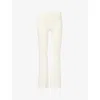 Gracejacob Womens Beige Flared Wide-leg Jersey Trousers