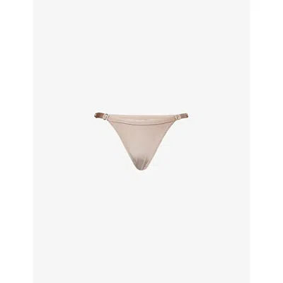 Gracejacob Womens Stella Shimmer Bikini Bikini Bottoms Champagne