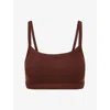 Gracejacob Womens Chocolate Brown Square-neck Shoulder-straps Stretch-woven Bralette In Brown