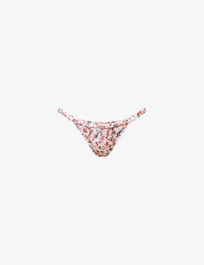 Gracejacob Womens Multi Gold Palm Nelly Mid-rise Bikini Bottoms