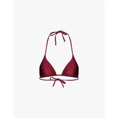 Gracejacob Womens  Cherry Shimmer Bikini Top In Maroon