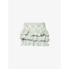 Gracejacob Womens Multi Dahlia Ruffled Woven Mini Skirt Xs