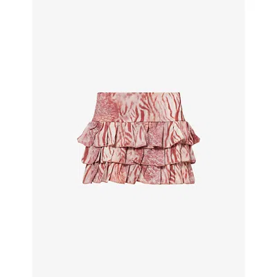 Gracejacob Womens Pink Tora Ruffle Woven Mini Skirt Xs