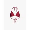 Gracejacob Womens Maroon Cherry Shimmer Triangle Bikini Top In Maroon