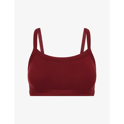 Gracejacob Womens Maroon Square-neck Shoulder-straps Stretch-woven Bralette In Burgundy