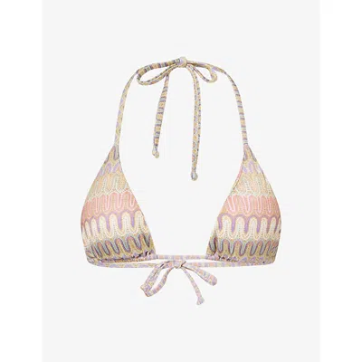 Gracejacob Womens  Gia Desert Triangle Bikini Top In Multi