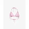 Gracejacob Womens Pink Tora Animal-print Bikini Top