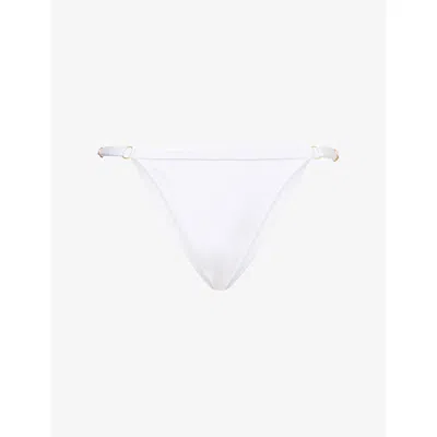 Gracejacob Womens White Rain Shimmer Brazilian Bikini Bottoms