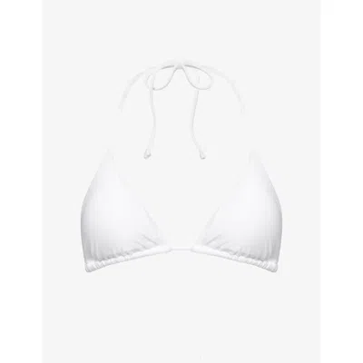 Gracejacob Womens White Rain Shimmer Triangle Bikini Top