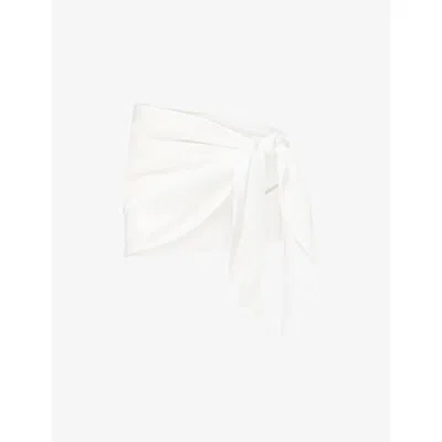 Gracejacob Womens White Rain Shimmer Woven Sarong