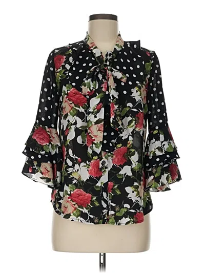 Pre-owned Gracia 3/4 Sleeve Blouse In Black