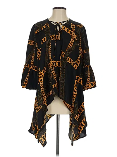 Pre-owned Gracia 3/4 Sleeve Blouse In Black