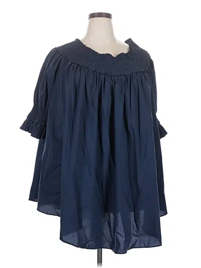 Pre-owned Gracia 3/4 Sleeve Blouse In Blue