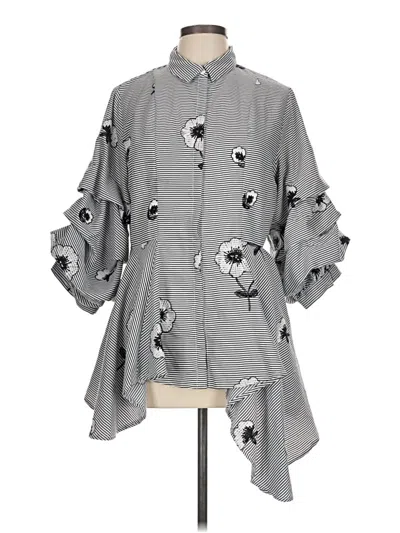 Pre-owned Gracia 3/4 Sleeve Blouse In Gray