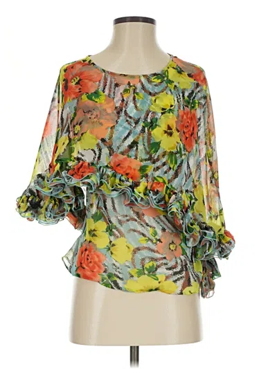 Pre-owned Gracia 3/4 Sleeve Blouse In Green