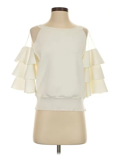 Pre-owned Gracia 3/4 Sleeve Blouse In Ivory