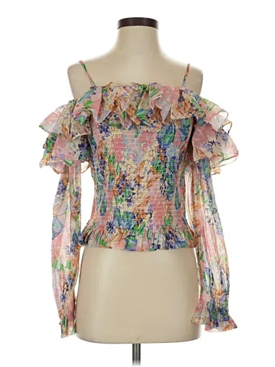 Pre-owned Gracia 3/4 Sleeve Blouse In Pink