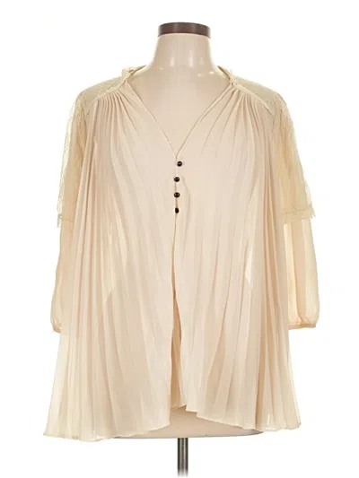 Pre-owned Gracia 3/4 Sleeve Blouse In White