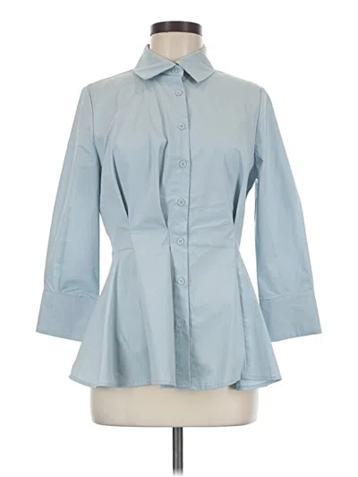 Pre-owned Gracia 3/4 Sleeve Button Down Shirt In Blue