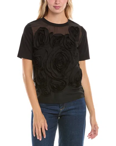 Gracia Abstract Flower Top In Black