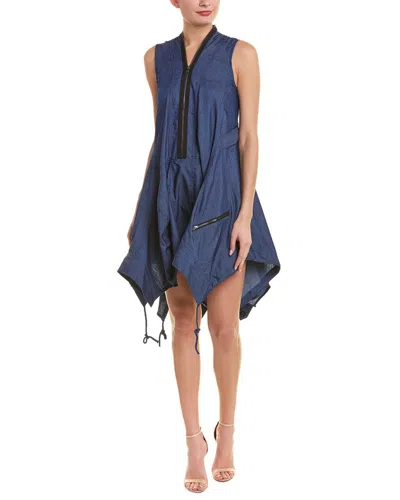 Gracia Wide Hem Sleeveless Denim Dress In Blue