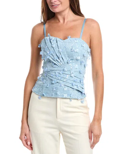 Gracia Allover Floral Applique Top In Blue