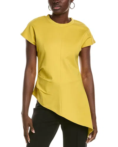 Gracia Asymmetric Cut Ruched-side Top In Yellow