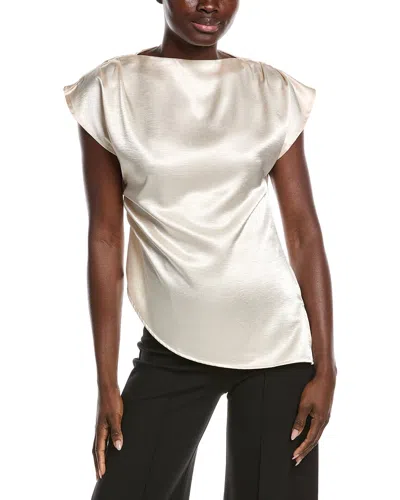 Gracia Asymmetrical Side Pleats Top In Neutral