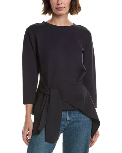 Gracia Asymmetrical Tie Hem Top In Black