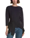 Gracia Asymmetrical Tie Hem Top In Blue