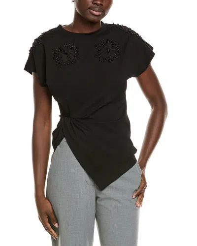 Gracia Beaded Drape T-shirt In Black