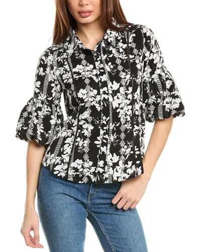 Gracia Bell-sleeve Top In Black