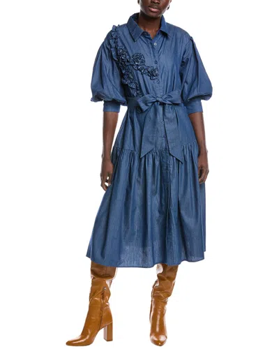 Gracia Belted Dress In Blue
