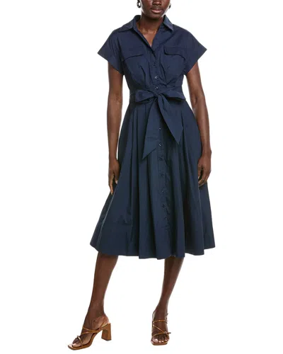 Gracia Belted Midi Dress In Blue