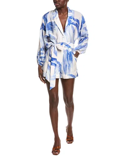 Gracia Belted Romper In Blue