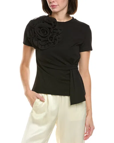 Gracia Big Chest Flower Top In Black