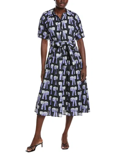 Gracia Bow 3d Print Shirtdress In Blue