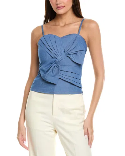 Gracia Bow Front Bustier Top In Blue