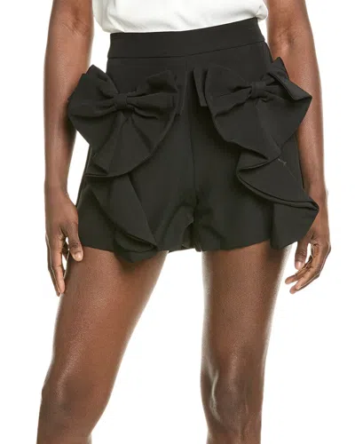 Gracia Bow Front Ruffle Short In Black