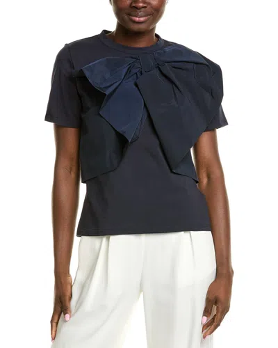 Gracia Bow Front Ruffle T-shirt In Blue