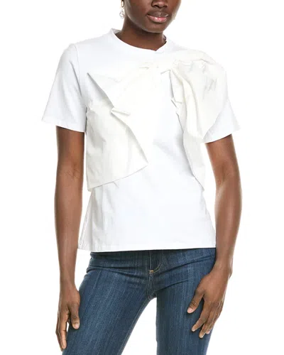 Gracia Bow Front Ruffle T-shirt In White
