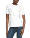 Gracia Bow Front Ruffle T-shirt In White