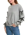 Gracia Bow Sleeve Sweatshirt In Grey
