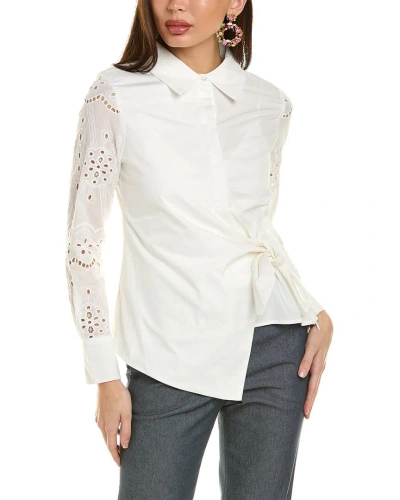 Gracia Bow Waist Shirt In White